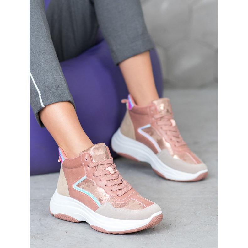Ideal Shoes Stivali Alti Sulla Piattaforma rosa multicolore 1