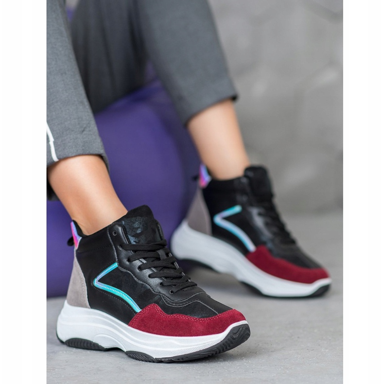 Ideal Shoes Stivali Alti Sulla Piattaforma nero multicolore 1