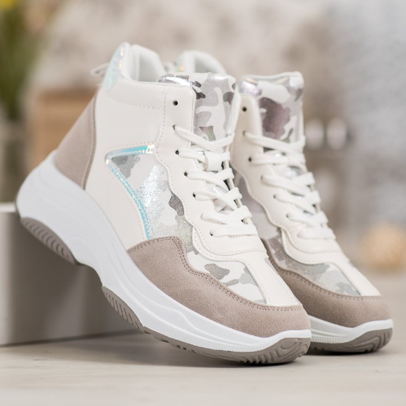 Ideal Shoes Stivali Alti Sulla Piattaforma bianca marrone multicolore 1