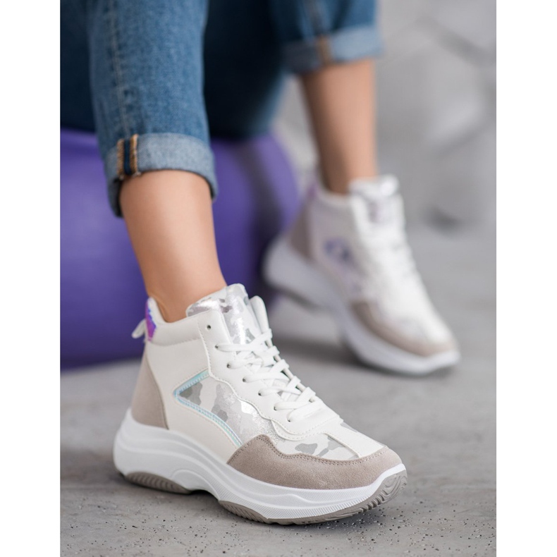 Ideal Shoes Stivali Alti Sulla Piattaforma bianco marrone multicolore 2