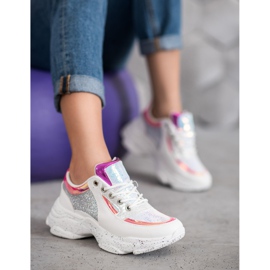 SHELOVET Sneakers Con Paillettes Sulla Piattaforma bianca grigio multicolore 2