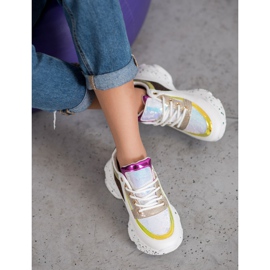 SHELOVET Sneakers Con Paillettes Sulla Piattaforma bianco giallo 1