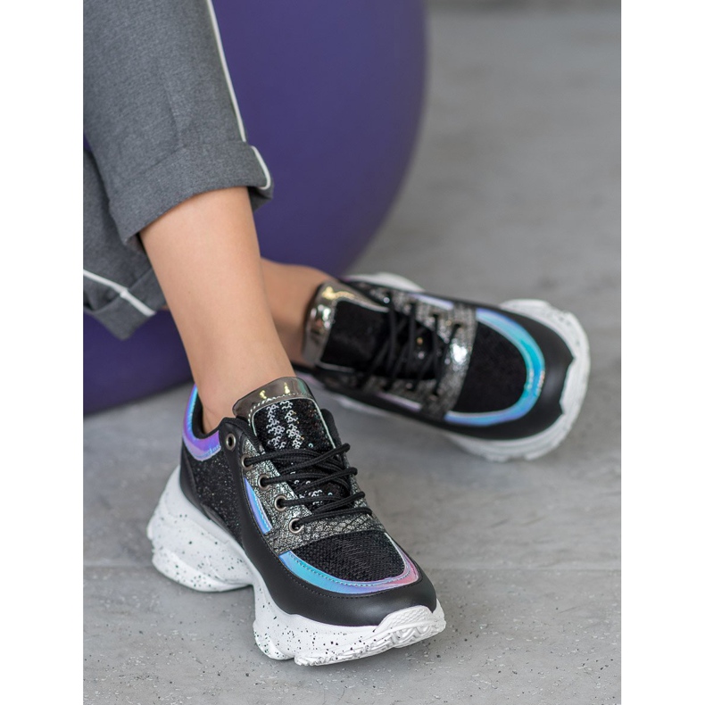 SHELOVET Sneakers Con Paillettes Sulla Piattaforma nero multicolore 2