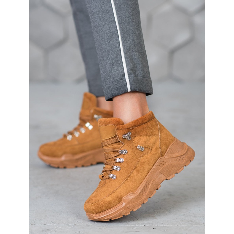 Queentina Sneakers in pelle scamosciata marrone 2
