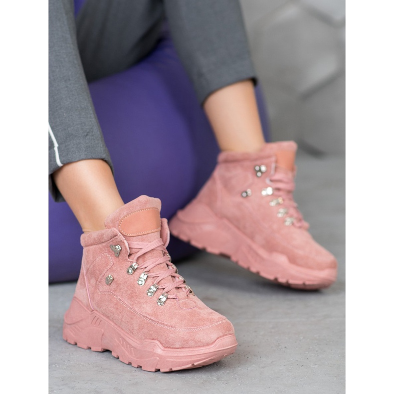 Queentina Sneakers in pelle scamosciata rosa 2
