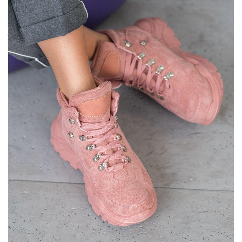 Queentina Sneakers in pelle scamosciata rosa 1