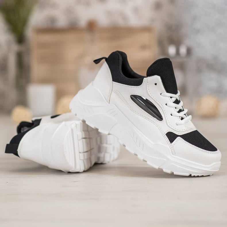 SHELOVET Scarpe da ginnastica comode bianco nero 1