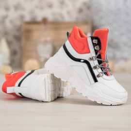 Ideal Shoes Stivali alla moda bianca arancia multicolore 1