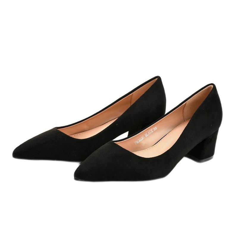 Décolleté nere su palo in ecopelle scamosciata FM3030 nero giallo 1