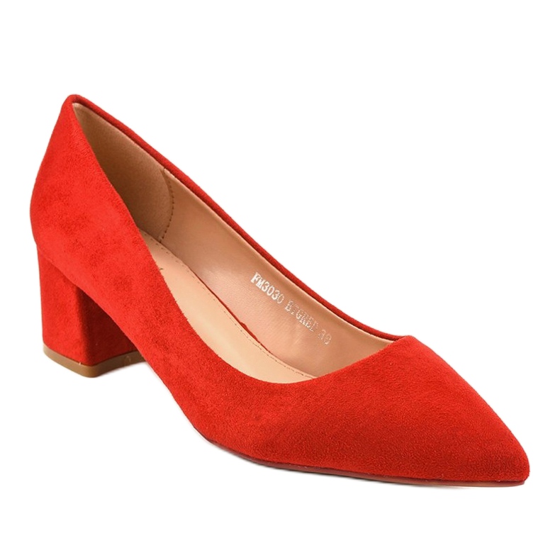 Décolleté rosse su palo in ecopelle scamosciata FM3030 rosso 1
