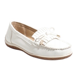Mocassini ballerine con frange bianche MDM126 bianca 1