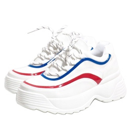 Sneakers sportive bianche in ecopelle 7918-Y bianca multicolore 1