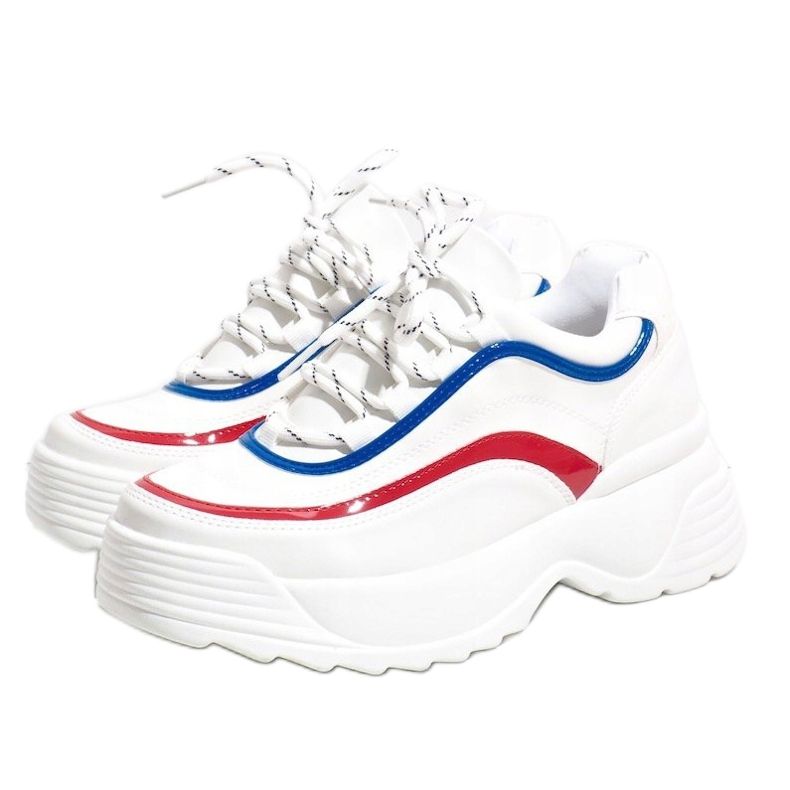 Sneakers sportive bianche in ecopelle 7918-Y bianca multicolore 1