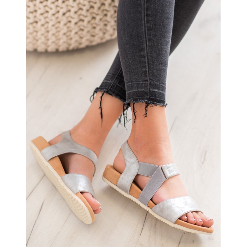 SHELOVET Comodi sandali argento grigio 2