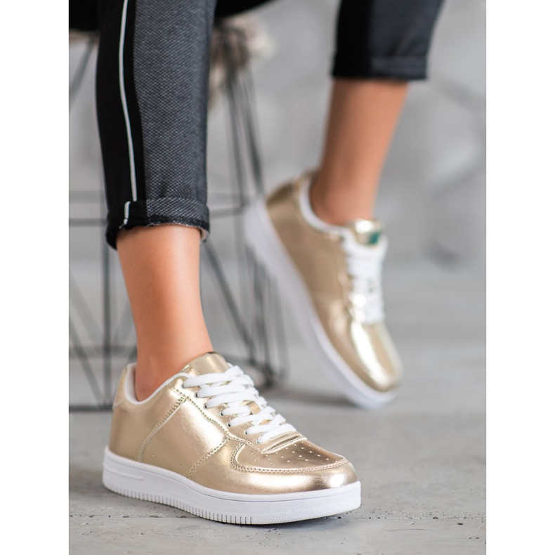 SHELOVET Sneakers Dorate Con Ecopelle d'oro 2