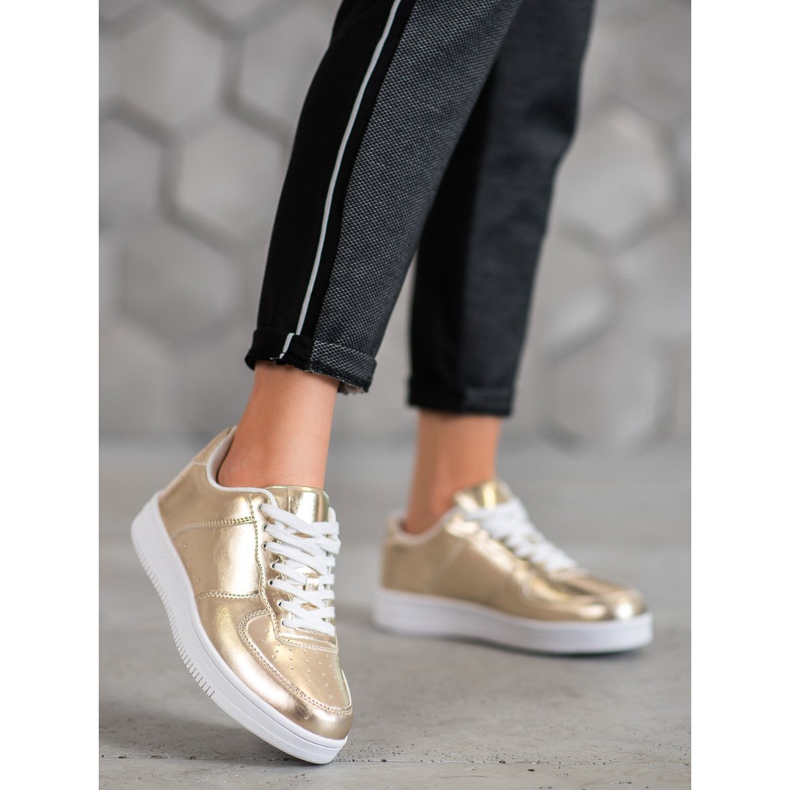 SHELOVET Sneakers Dorate Con Ecopelle d'oro 1