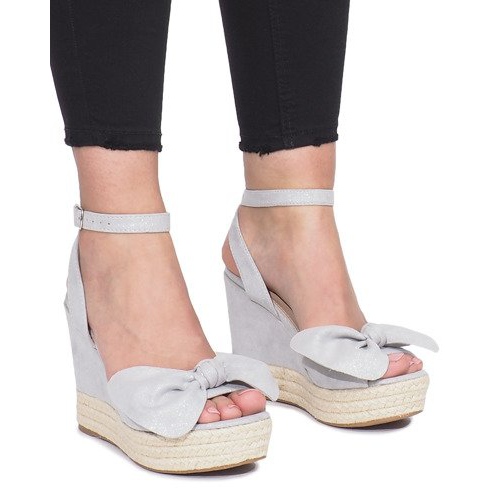 Sandali grigi con zeppa e fiocco Espadrillas Cubana grigio 2