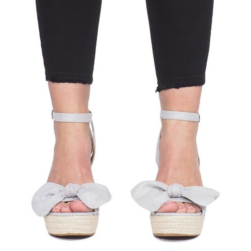 Sandali grigi con zeppa e fiocco Espadrillas Cubana grigio 1