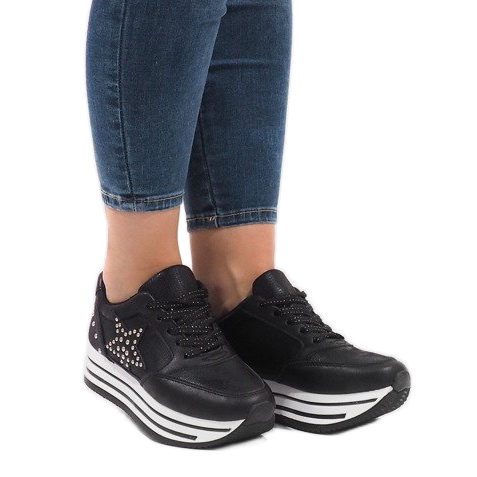 Sneakers sportive nere sulla piattaforma BM1916-5 nero 1