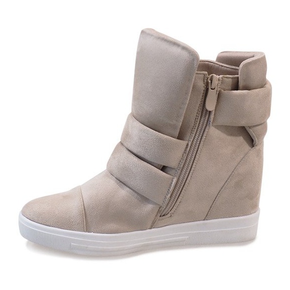 Sneakers con zeppa beige H6508-8 1