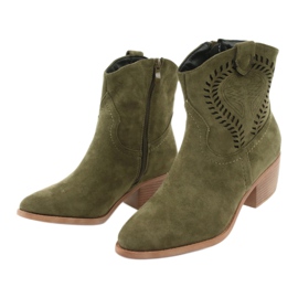 M.Daszyński Casual Stivali da cowboy da donna Daszyński 1921, pelle scamosciata verde 3