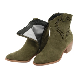 M.Daszyński Casual Stivali da cowboy da donna Daszyński 1921, pelle scamosciata verde 5