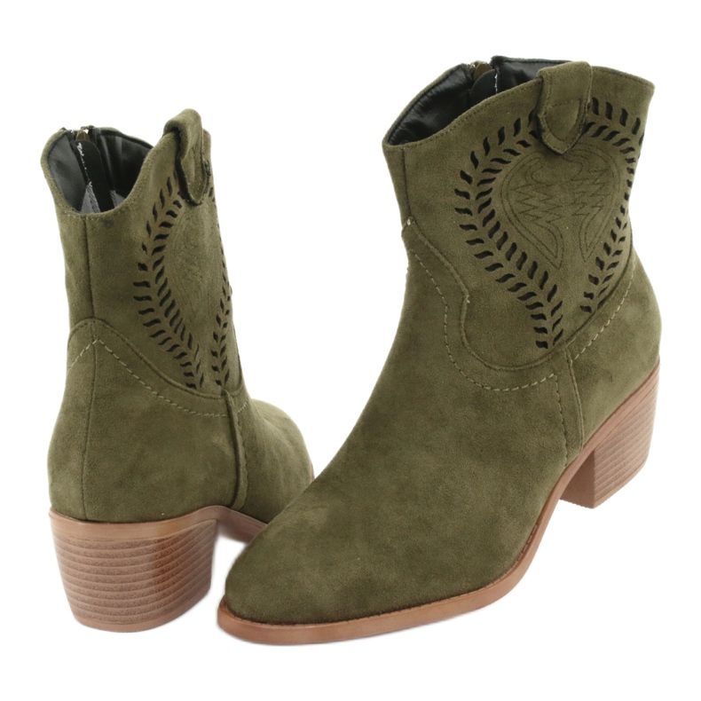 M.Daszyński Casual Stivali da cowboy da donna Daszyński 1921, pelle scamosciata verde 4