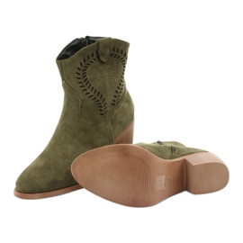 M.Daszyński Casual Stivali da cowboy da donna Daszyński 1921, pelle scamosciata verde 6