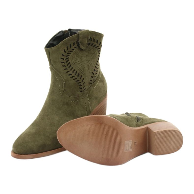 M.Daszyński Casual Stivali da cowboy da donna Daszyński 1921, pelle scamosciata verde 6