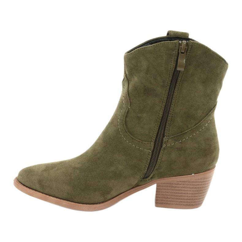 M.Daszyński Casual Stivali da cowboy da donna Daszyński 1921, pelle scamosciata verde 2