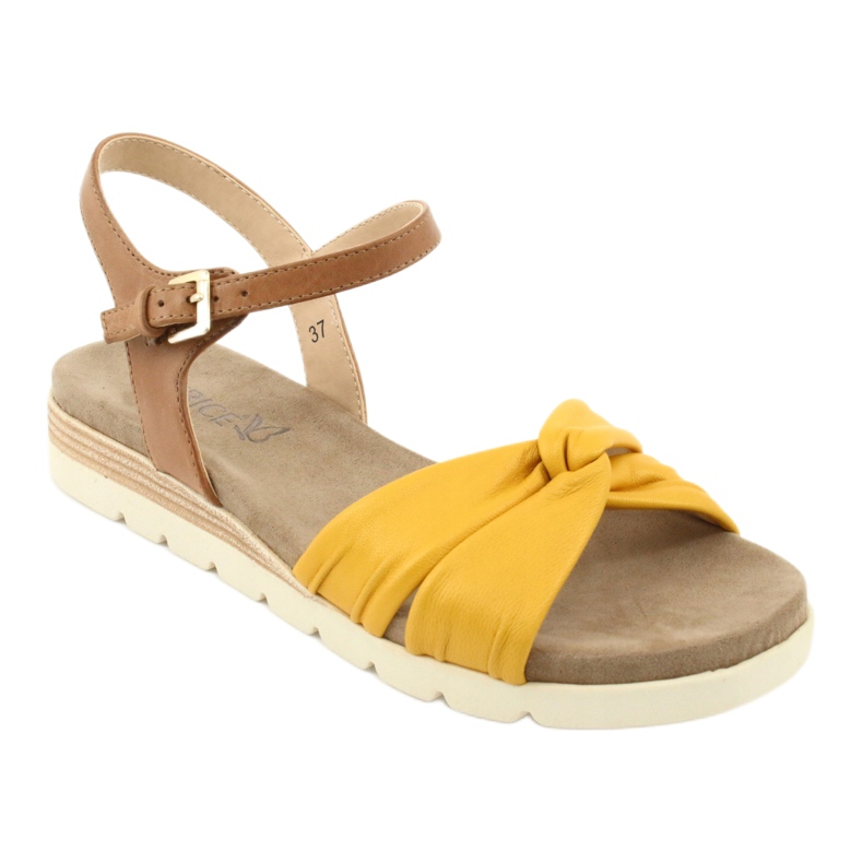 Sandali Caprice in pelle beige/limone marrone giallo 1
