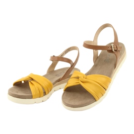 Sandali Caprice in pelle beige/limone marrone giallo 3