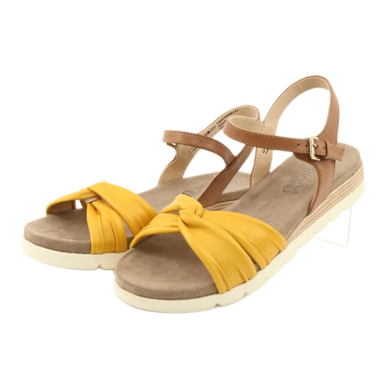 Sandali Caprice in pelle beige/limone marrone giallo 5