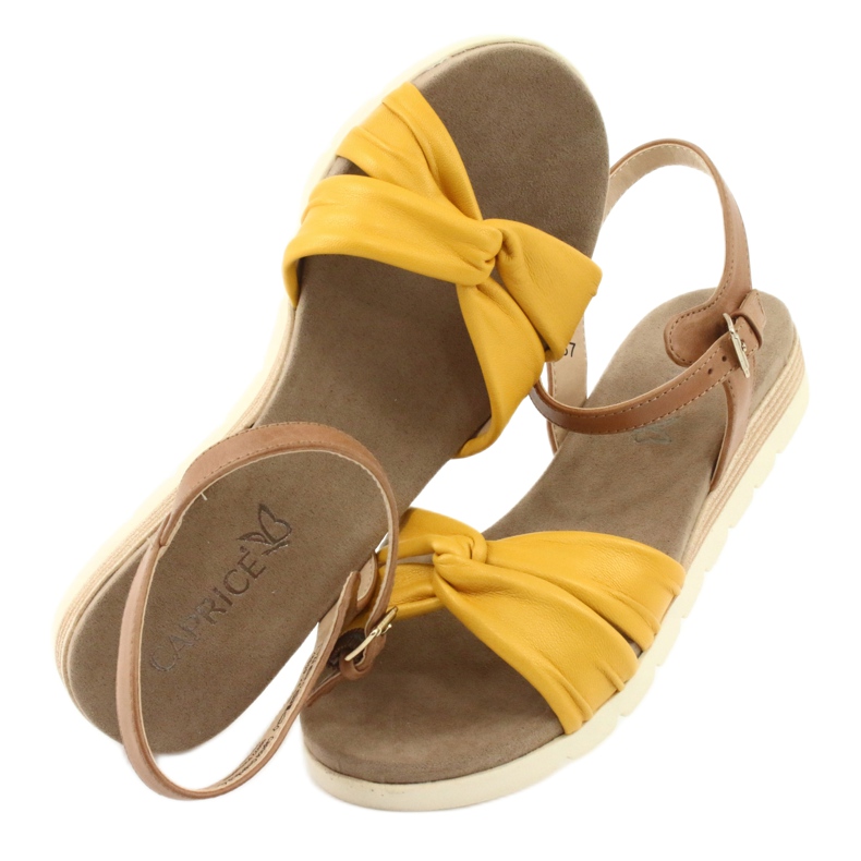 Sandali Caprice in pelle beige/limone marrone giallo 4