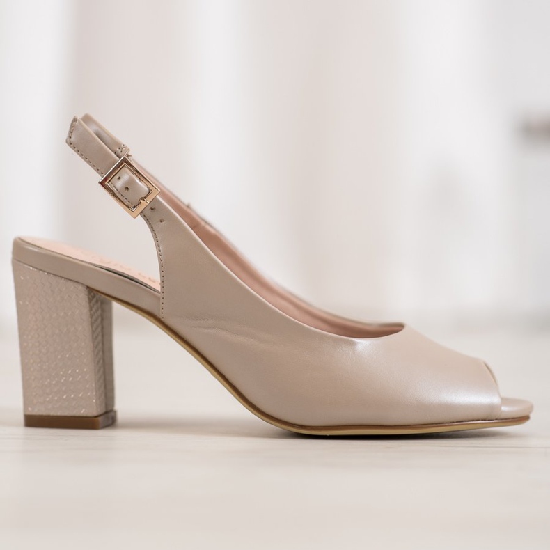 Sergio Leone Eleganti sandali aperti in punta beige 2