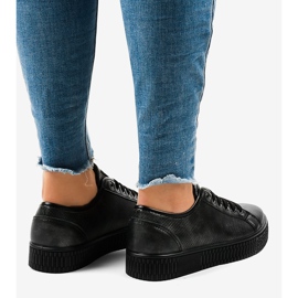 Sneakers nere creepersy da donna F-2969 nero 1