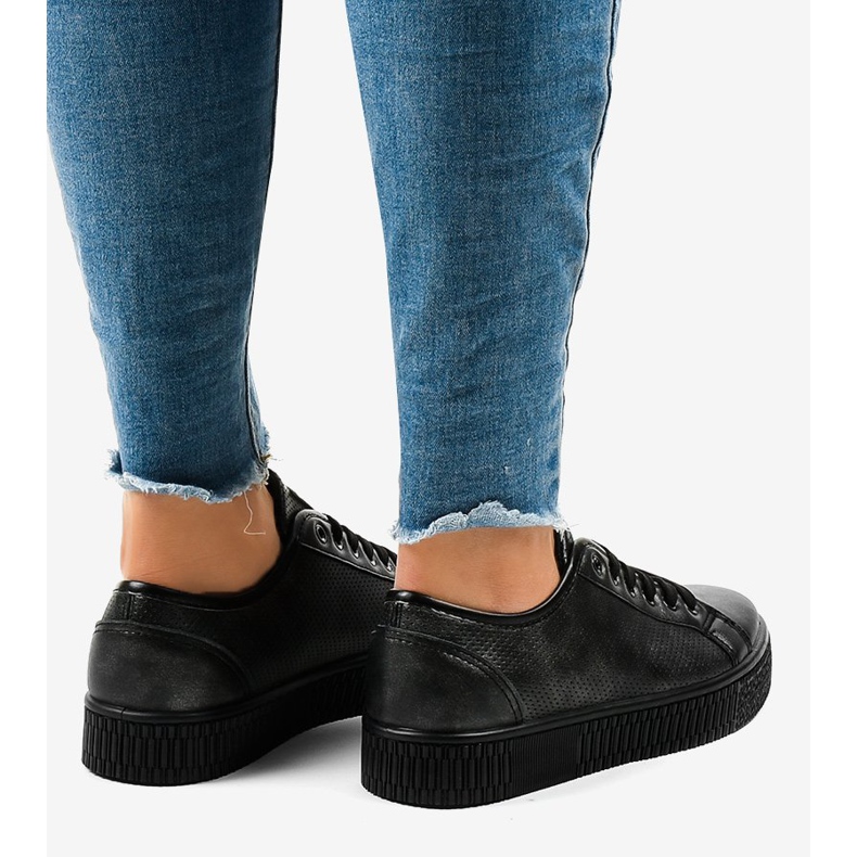 Sneakers nere creepersy da donna F-2969 nero 1