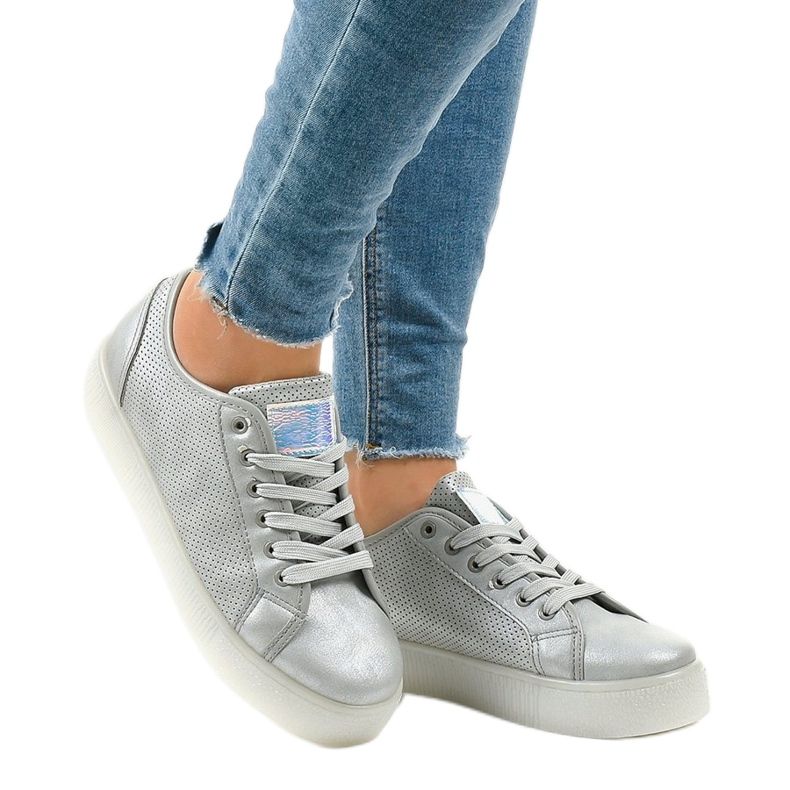 Sneakers creepersy grigie da donna F-2969 grigio 1