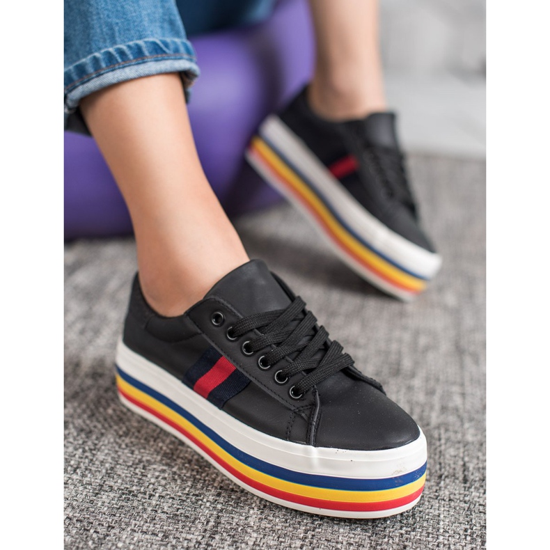 SHELOVET Scarpe sportive sulla piattaforma nero multicolore 1