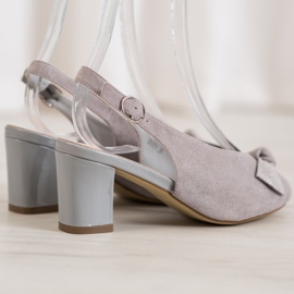 Sergio Leone Sandali Open Toe Con Fiocco grigio 1