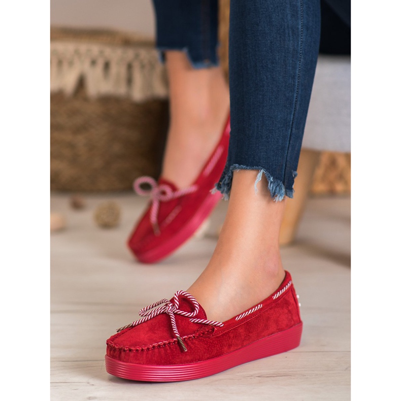 Filippo Mocassini classici in pelle rosso 2