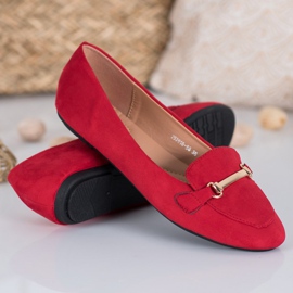 SHELOVET Ballerine in camoscio rosso 1