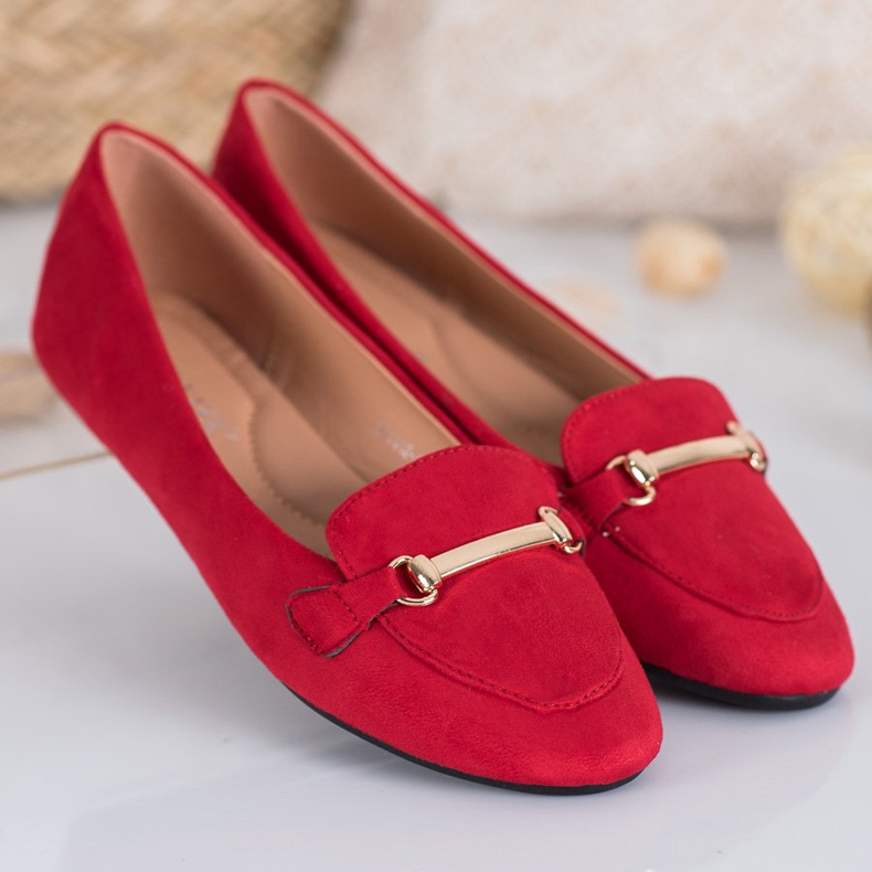 SHELOVET Ballerine in camoscio rosso 2