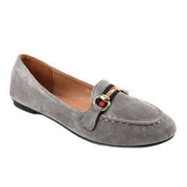 Mocassini grigi ballerine con fibbia B2027 grigio 1