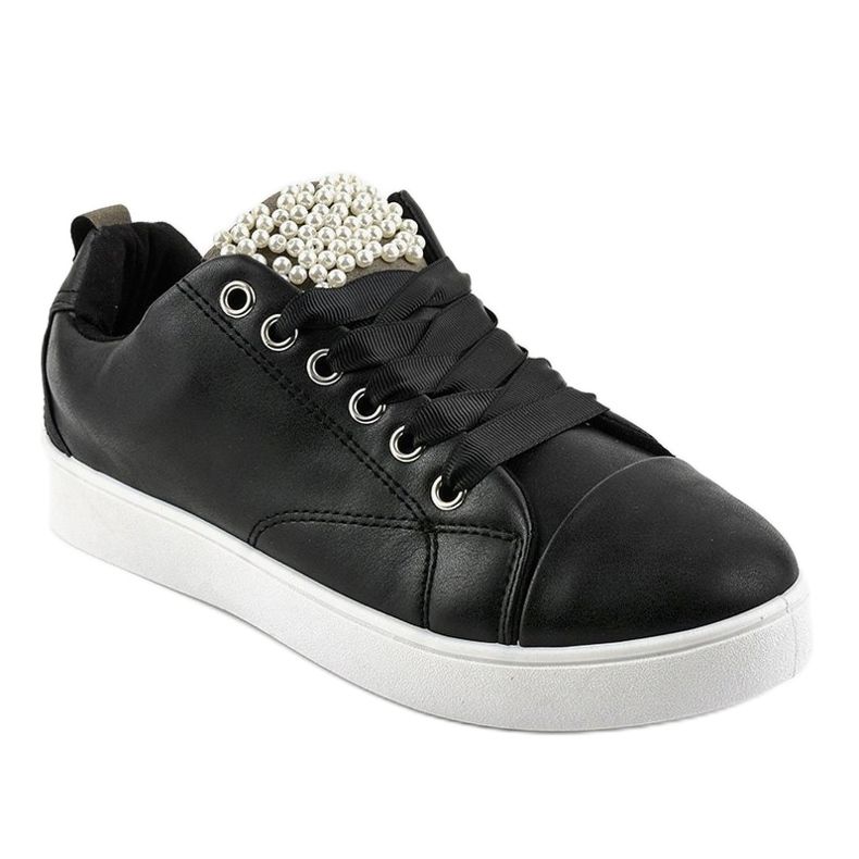 Sneakers nere decorate con perle 373-Y nero 1