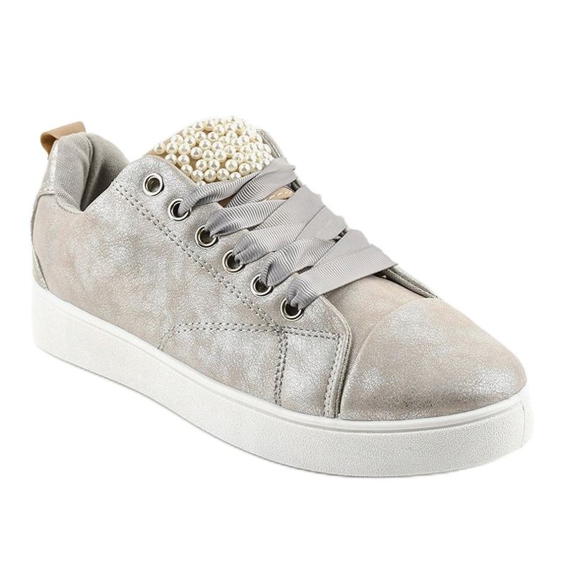 Sneakers grigie decorate con perle 373-Y grigio 1