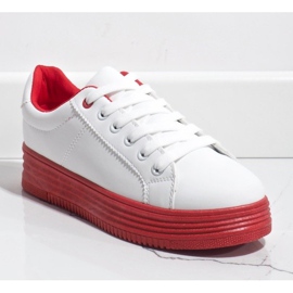 Sneakers bianche su una spessa suola rossa W-68 bianca rosso 1