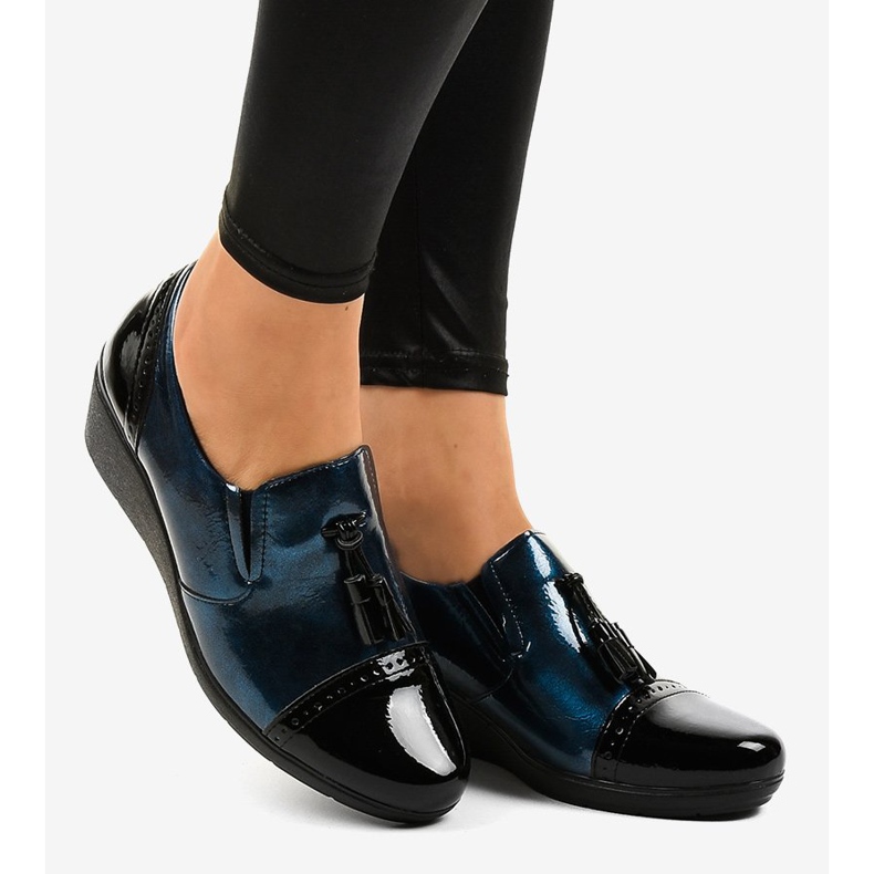 Scarpe con zeppa nere 7-9022 nero blu navy 2