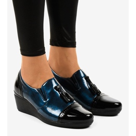 Scarpe con zeppa nere 7-9022 nero blu navy 1