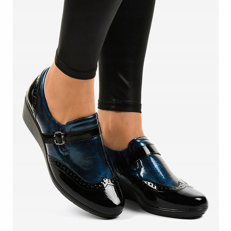 Scarpe nere con zeppa 7-9021 nero blu navy 1